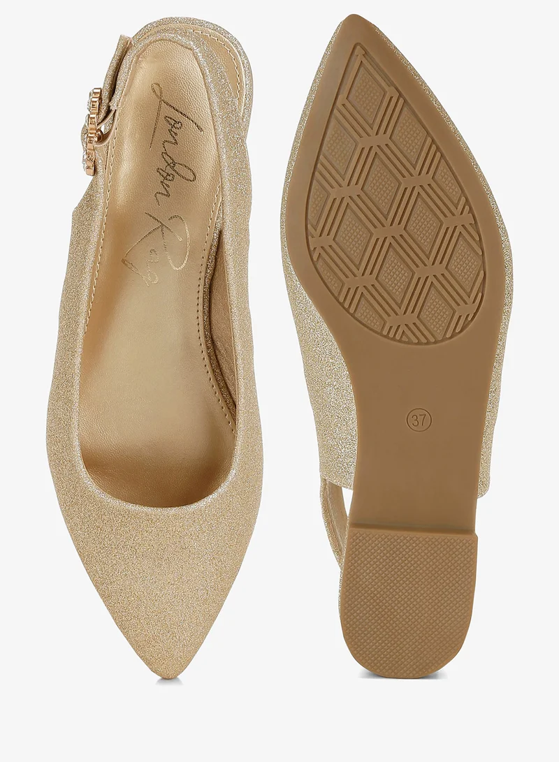 London Rag gold Glitter Slingback Flat Sandals in Gold for Women | Best Price UAE