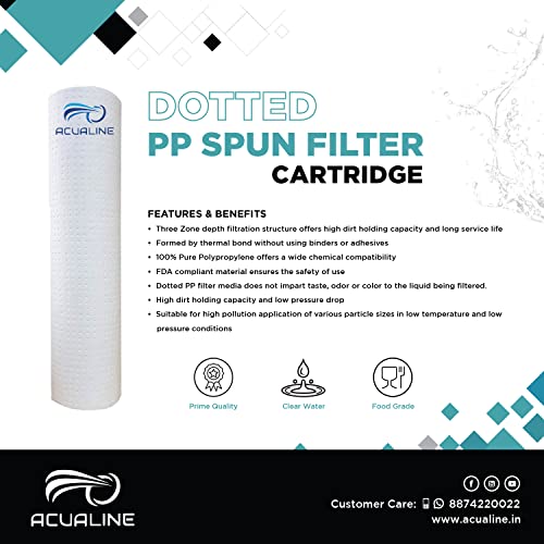 ACUALINE Dotted High Density Spun Filter for Water Purifier, 10 Inch 5 Micron Water Filter Cartridge, 110 gm Filter Candle, Pre Filter Cartridge for RO Water Purifier (Pack of 4) - Image 2