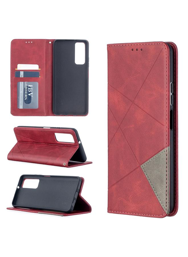 اس-توب جراب لهاتف Huawei P smart 2021 / Y7a جراب جلدي أفقي مغناطيسي غير مرئي مع حامل وفتحات للبطاقات وإطار للصور - Image 1