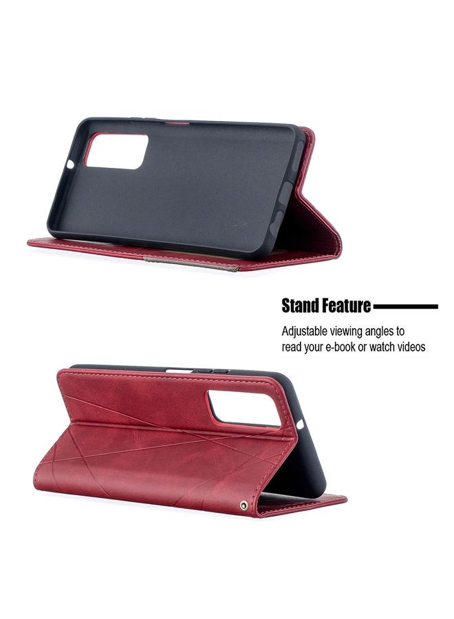 اس-توب جراب لهاتف Huawei P smart 2021 / Y7a جراب جلدي أفقي مغناطيسي غير مرئي مع حامل وفتحات للبطاقات وإطار للصور - Image 4