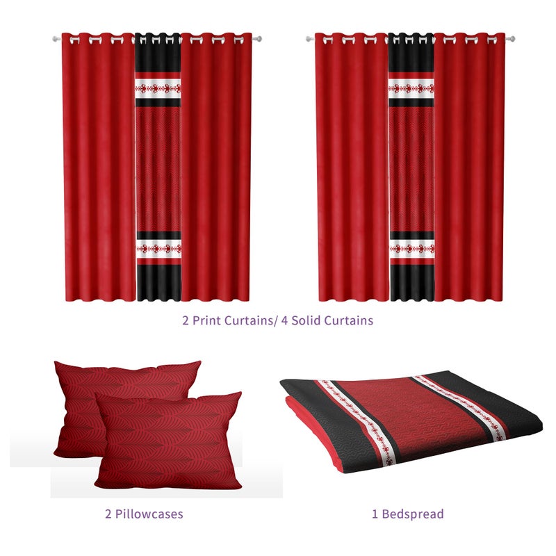 Deepsleep Queen Comforter Set 9 Pieces, All Season Luxury Bed in a Bag for Bedroom, with 2 Pillowcases and 6 Curtains, Microfiber for Complete Bedroom Decor, Black and Red Stripes - Image 5