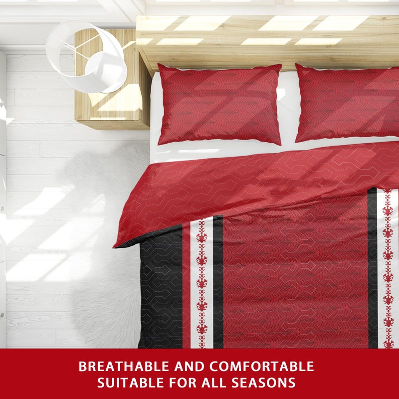 Deepsleep Queen Comforter Set 9 Pieces, All Season Luxury Bed in a Bag for Bedroom, with 2 Pillowcases and 6 Curtains, Microfiber for Complete Bedroom Decor, Black and Red Stripes - Image 4