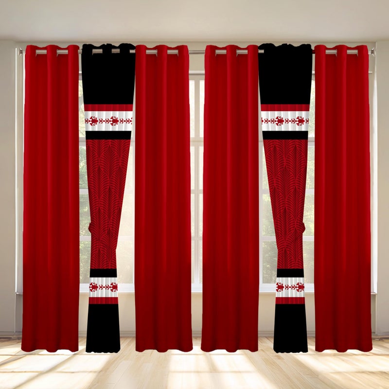 Deepsleep Queen Comforter Set 9 Pieces, All Season Luxury Bed in a Bag for Bedroom, with 2 Pillowcases and 6 Curtains, Microfiber for Complete Bedroom Decor, Black and Red Stripes - Image 3