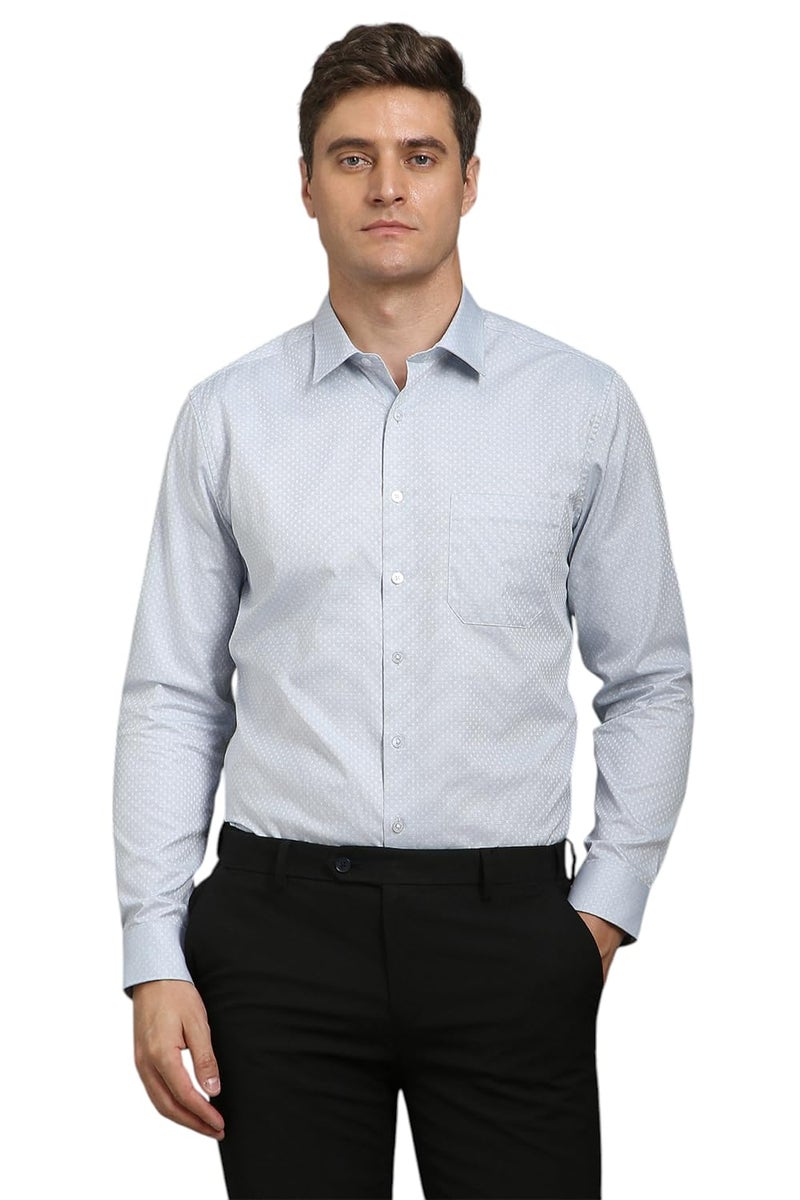 LOUIS PHILIPPE قميص قطن ضيق للرجال من لويس فيليب (LPSFMSLP793757_أزرق فاتح، 44) - Image 1