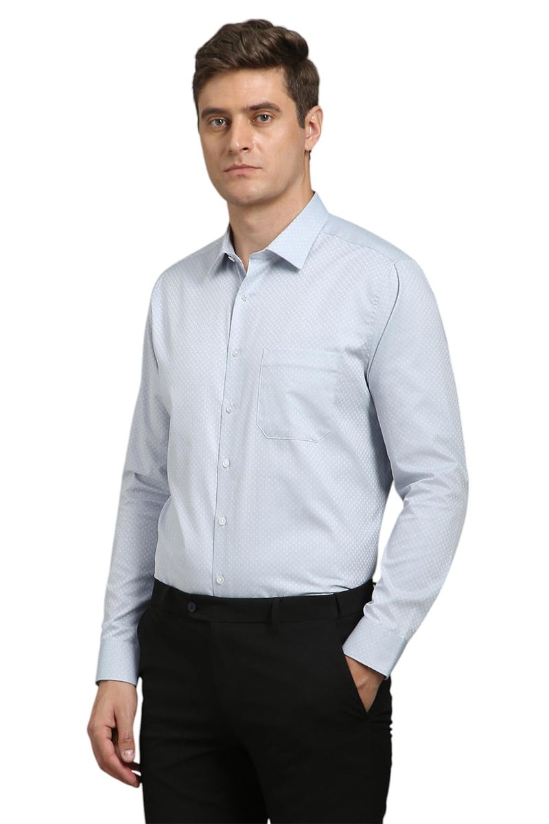 LOUIS PHILIPPE قميص قطن ضيق للرجال من لويس فيليب (LPSFMSLP793757_أزرق فاتح، 44) - Image 2