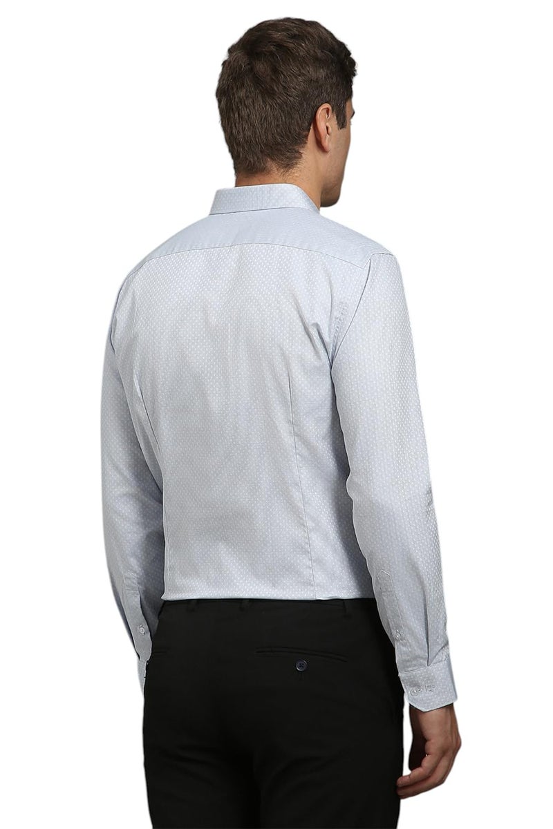 LOUIS PHILIPPE قميص قطن ضيق للرجال من لويس فيليب (LPSFMSLP793757_أزرق فاتح، 44) - Image 3