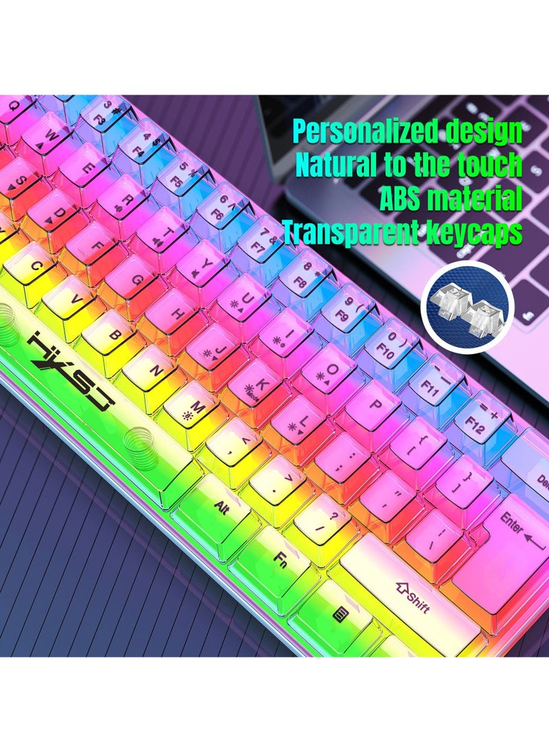 60% Wired Gaming 61 Keys Keyboard, RGB Backlit Ultra-Compact Mini Keyboard, Waterproof Small Compact Transparent Keycaps, Mechanical Feel White Transparent Keyboard - pzsku/ZF615D4D8999F76B5E2E7Z/45/_/1721395703/726c3983-c3ea-481e-8585-9bc111fc9e3b
