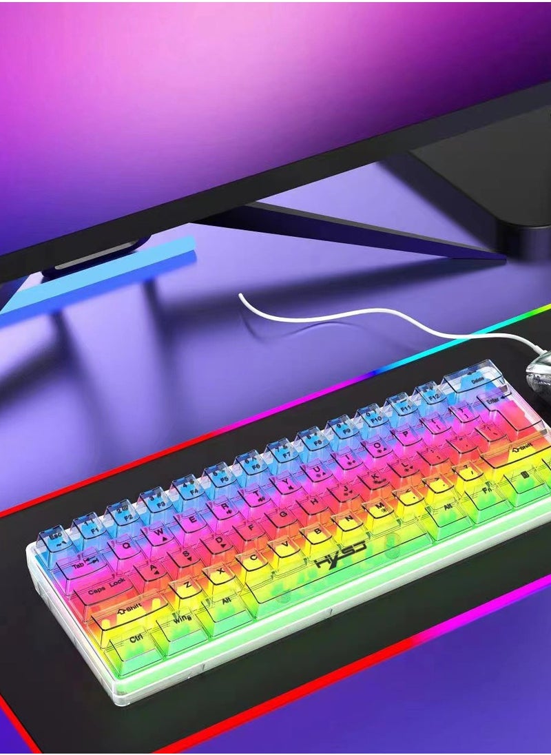 60% Wired Gaming 61 Keys Keyboard, RGB Backlit Ultra-Compact Mini Keyboard, Waterproof Small Compact Transparent Keycaps, Mechanical Feel White Transparent Keyboard - pzsku/ZF615D4D8999F76B5E2E7Z/45/_/1721395786/b35f6ebd-b4bd-4f57-b04e-86cda8de834d
