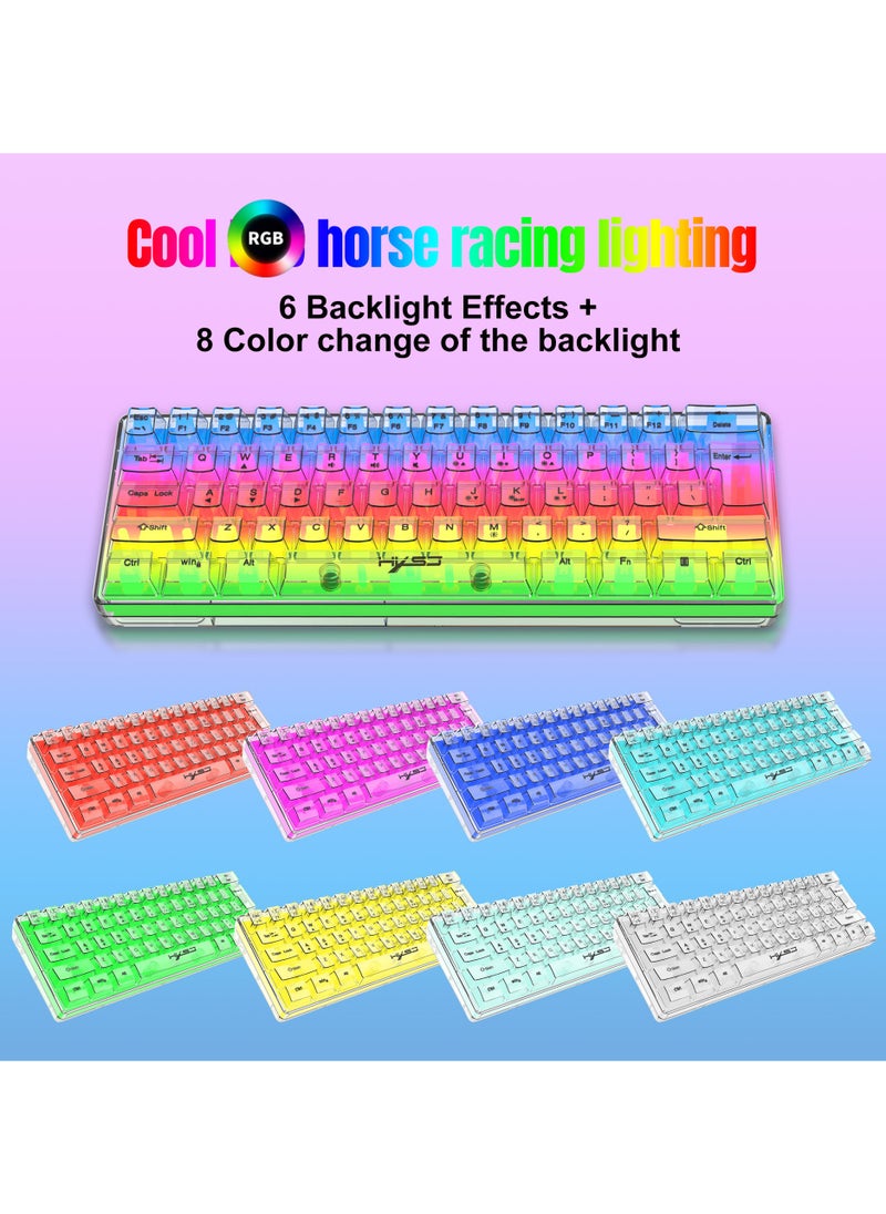 60% Wired Gaming 61 Keys Keyboard, RGB Backlit Ultra-Compact Mini Keyboard, Waterproof Small Compact Transparent Keycaps, Mechanical Feel White Transparent Keyboard - pzsku/ZF615D4D8999F76B5E2E7Z/45/_/1721398152/c8ea91b6-9c0c-4c96-8f39-756d39edc5aa