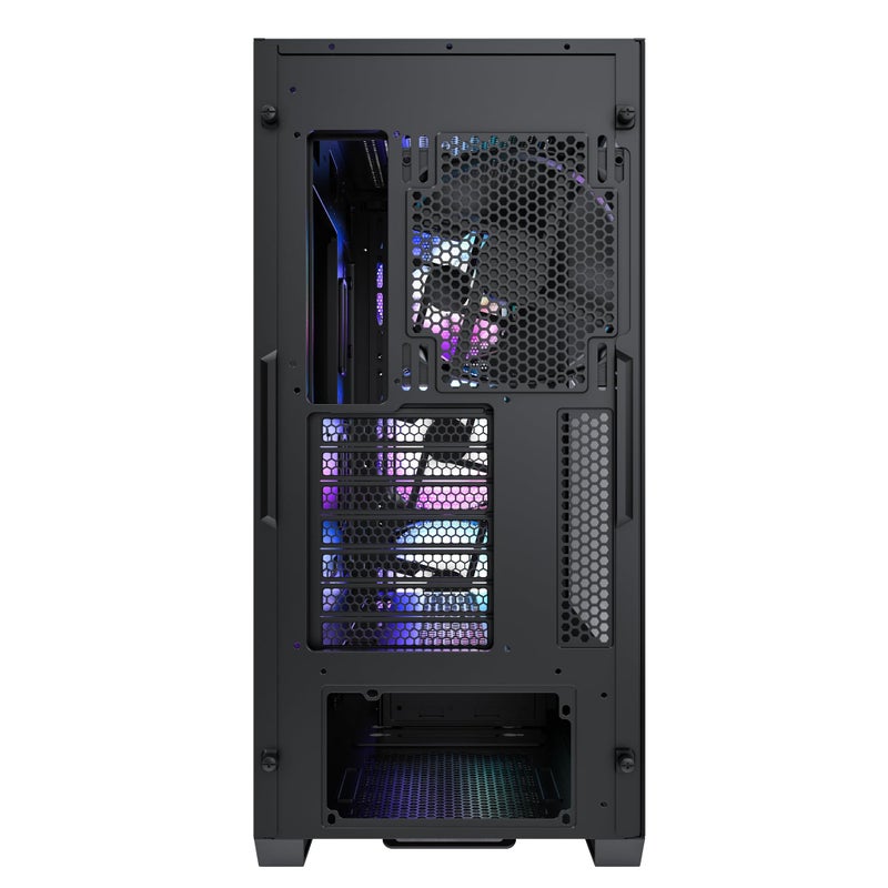 Montech AIR 903 MAX, E-ATX Mid Tower Case, High Airflow, 3X 140mm ARGB PWM & 1x 140mm PWM Fans Pre-Installed, Tempered Glass Side Panel, Mesh Front, Type-C, Support 4090 GPUs, Black - Image 2