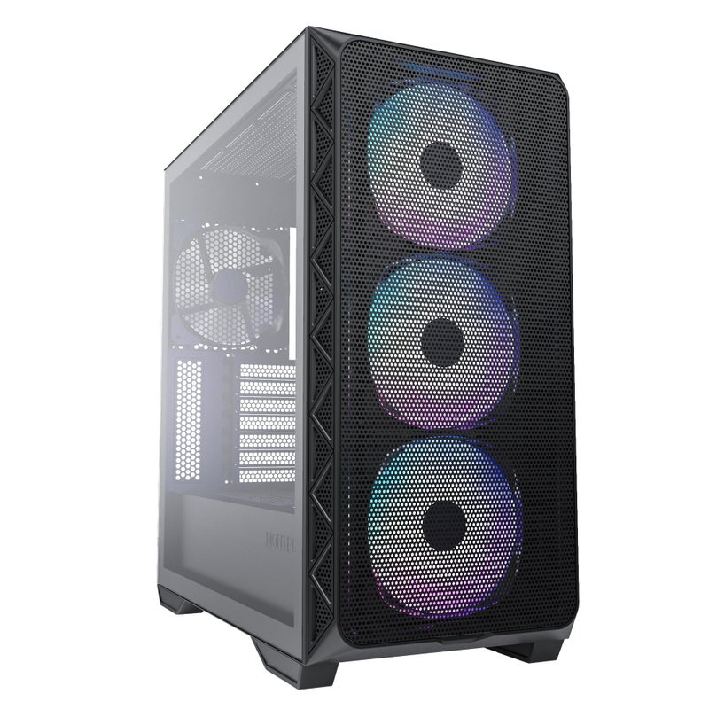 Montech AIR 903 MAX, E-ATX Mid Tower Case, High Airflow, 3X 140mm ARGB PWM & 1x 140mm PWM Fans Pre-Installed, Tempered Glass Side Panel, Mesh Front, Type-C, Support 4090 GPUs, Black - Image 4