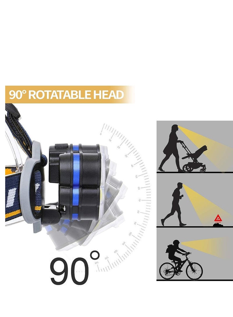 Flashlight 8 LED 18000 lumens super bright waterproof red light headlight flashlight, USB rechargeable headlight 8 modes suitable for outdoor camping, running, fishing, hiking - Image 5