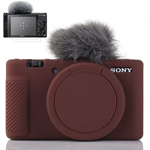 Pocoukate Camera Case for Sony ZV-1, ZV1 Camera Case Digital Camera Anti-Scratch Slim Fit Soft DSLR Camera Sleeve with Screen Protector for Sony ZV-1 - Coffee - Image 1