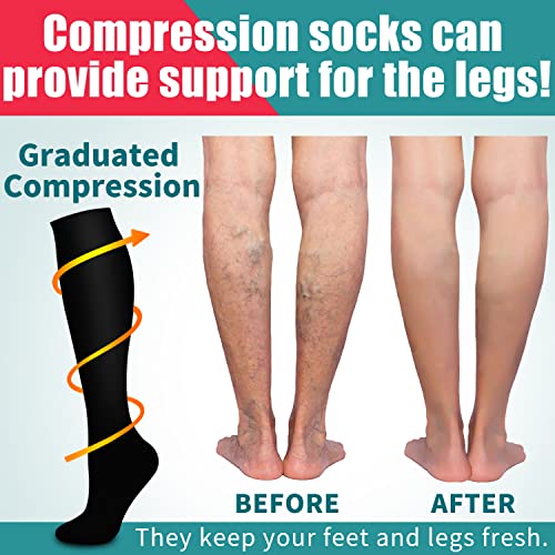 Laite Hebe Compression Socks for Women & Men Circulation(6 pairs)-Graduated Supports Socks for Running, Athletic Sports - Image 2