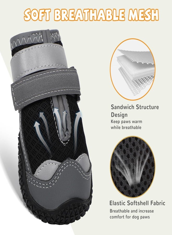 TEWIWAP Dog Shoes for Hot Pavement,Dog Boots & Paw Protectors for Large Medium Size Dogs to Prevent Licking,Dog Booties with Reflective for Outdoor,Hiking,Hardwood Floors,Winter Snow(Black Grey,Size6) - Image 5