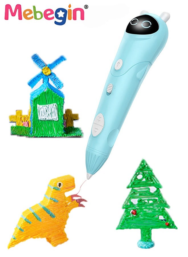 MEBEGIN - 3D Painting Pen Set with 3D Pen, 1 Roll of 5-meter PLA Filament, Stencil Book and Scissor, 3D Doodling Kit, 3D Drawing Tools, Arts and Crafts, Easy to Use, Designed with No Hot Parts, Ideal Gift for Kids - Image 1