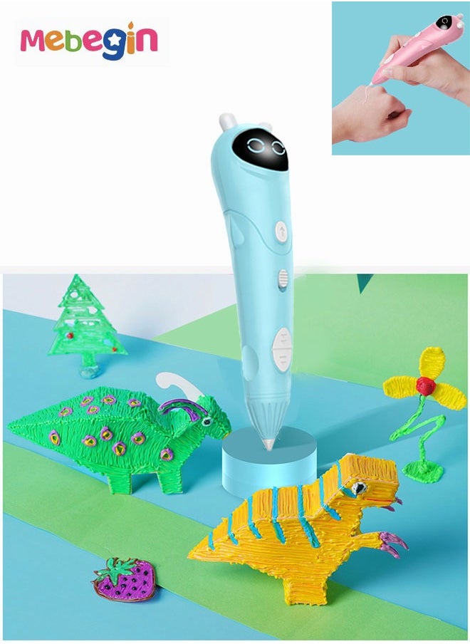 MEBEGIN - 3D Painting Pen Set with 3D Pen, 1 Roll of 5-meter PLA Filament, Stencil Book and Scissor, 3D Doodling Kit, 3D Drawing Tools, Arts and Crafts, Easy to Use, Designed with No Hot Parts, Ideal Gift for Kids - Image 1