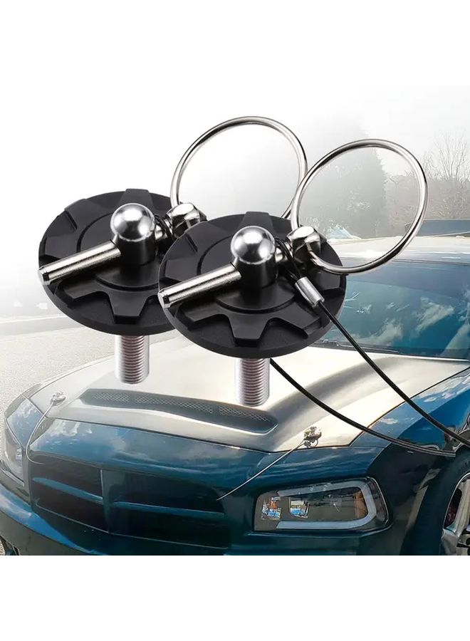 CNC Aluminum Silvery Hood Pin Kit Universal Racing Lock Plate - Image 1