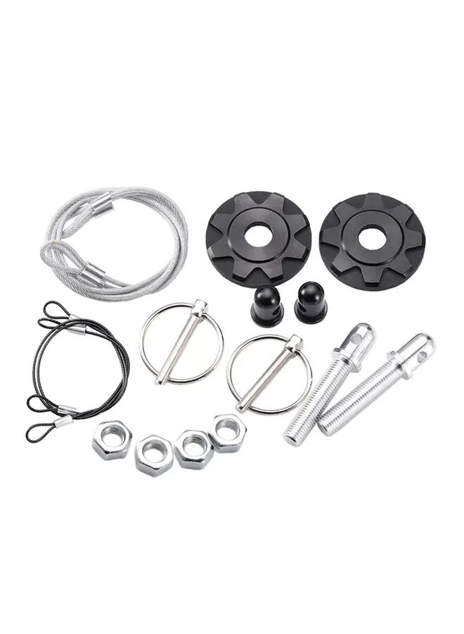 CNC Aluminum Silvery Hood Pin Kit Universal Racing Lock Plate - Image 5