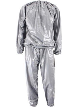 English: Professional Heavy Duty Sauna Suit for Men & Women - Weight Loss Gym & Fitness Sweat Suit - High Performance Training Gear - Silver