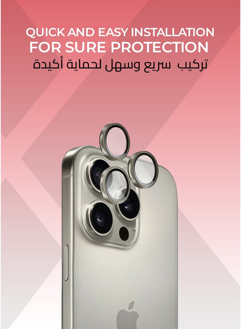 Xonda iphone 15 Pro/Pro Max Camera Lens Protector,  Natural Titanium  - HD Clarity, Easy and Precise Installation, Scratch Resistant,2-Pieces . - Image 3