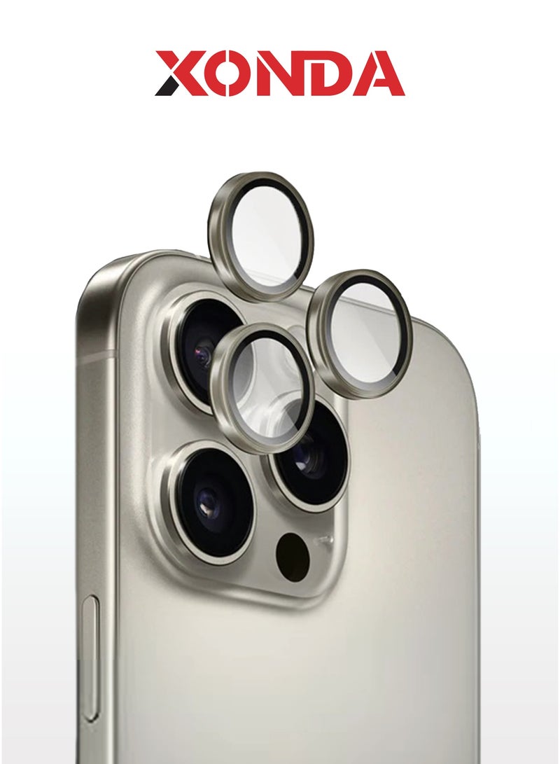 Xonda iphone 15 Pro/Pro Max Camera Lens Protector,  Natural Titanium  - HD Clarity, Easy and Precise Installation, Scratch Resistant,2-Pieces . - Image 1