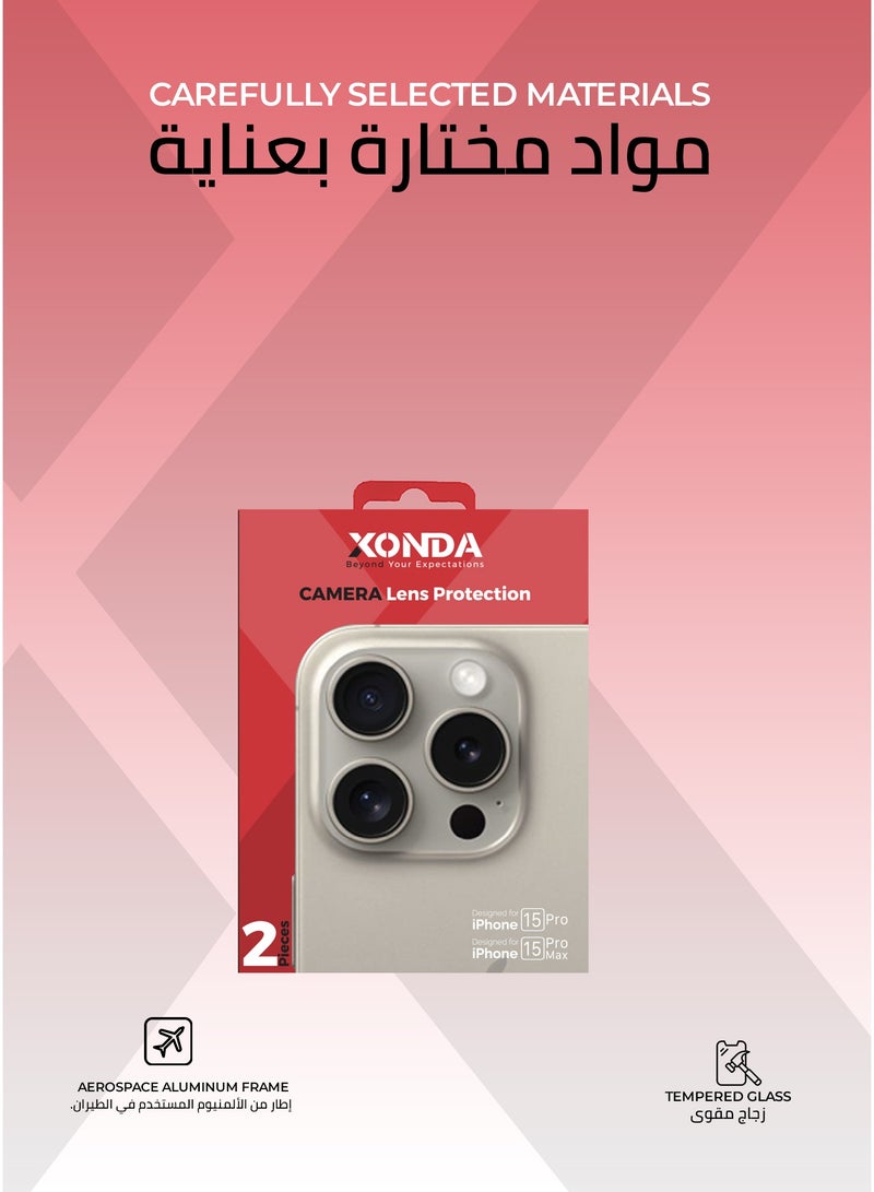 Xonda iphone 15 Pro/Pro Max Camera Lens Protector,  Natural Titanium  - HD Clarity, Easy and Precise Installation, Scratch Resistant,2-Pieces . - Image 5