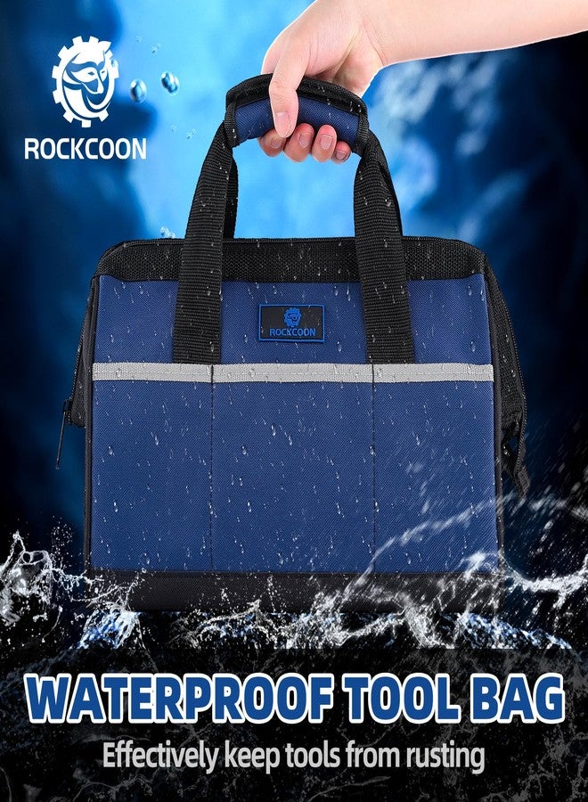 ROCKCOON Tool Bag 13'', Wide Mouth Tool Organizer for Tool Storage, Heavy Duty and Water Proof, Blue & Black - Image 5