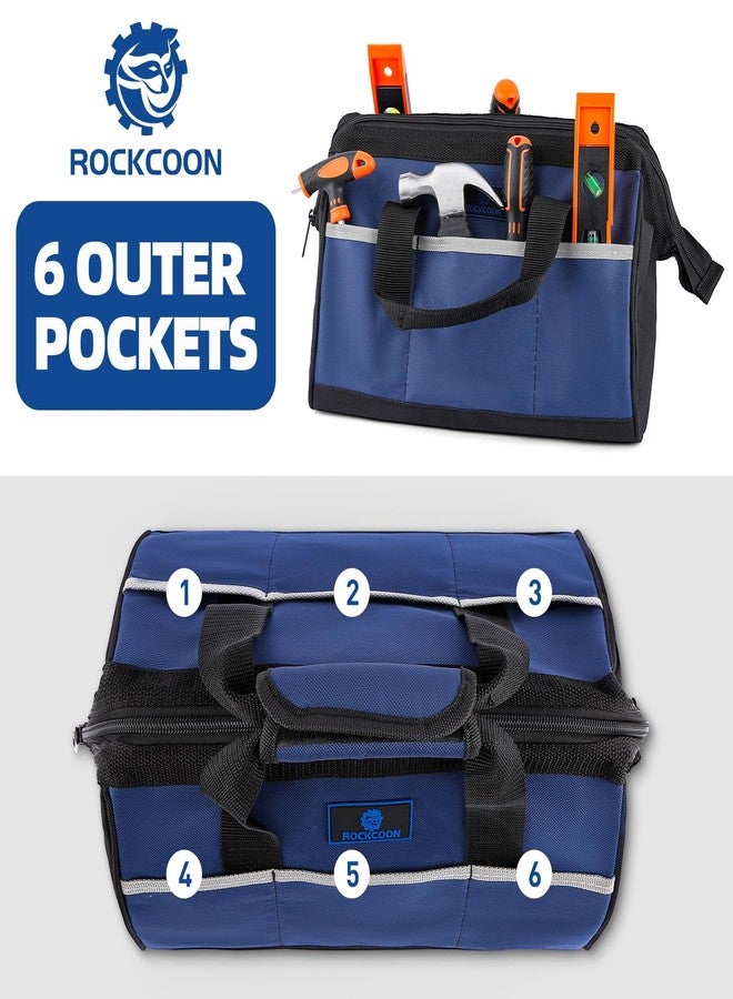 ROCKCOON Tool Bag 13'', Wide Mouth Tool Organizer for Tool Storage, Heavy Duty and Water Proof, Blue & Black - Image 4