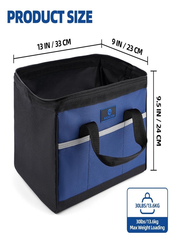 ROCKCOON Tool Bag 13'', Wide Mouth Tool Organizer for Tool Storage, Heavy Duty and Water Proof, Blue & Black - Image 3