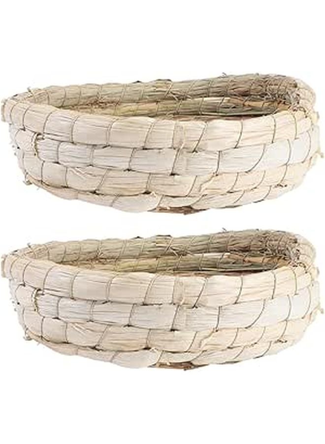 Flat Base Woven Straw Bird Nest 23cm Diameter Anti Tip Pigeon Dove Breeding Cage Supply - Image 1