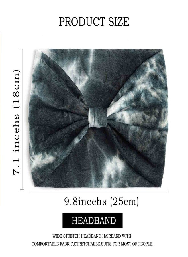 Olbye Wide Headbands Women Knotted Headband Non Slip Elastic Hair Bands Tie Dye Turban Head Wraps Workout Yoga Sports Sweatbands Boho Headbands for Women Fashion Hair Accessories Pack of 6 (Pattern A) - Image 5