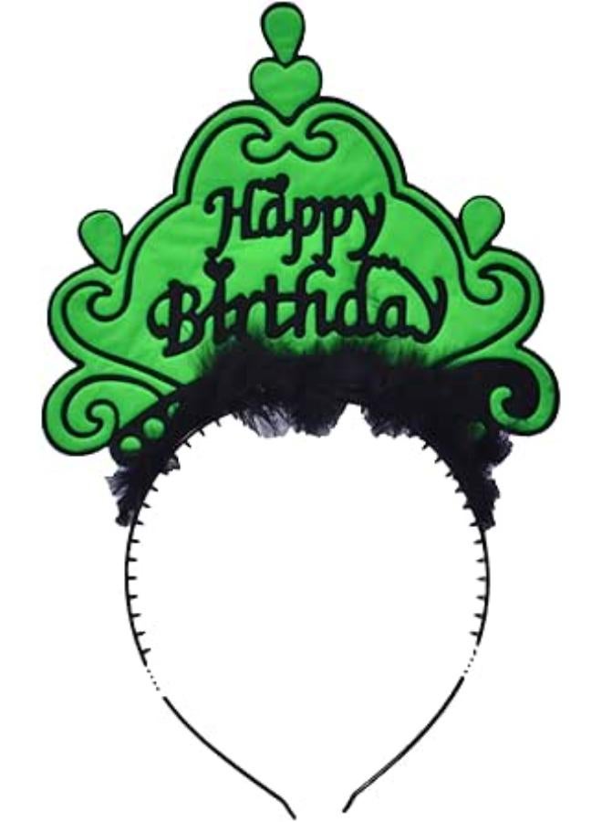 Green birthday headband decorated with black feathers - birthday headband for adults and children