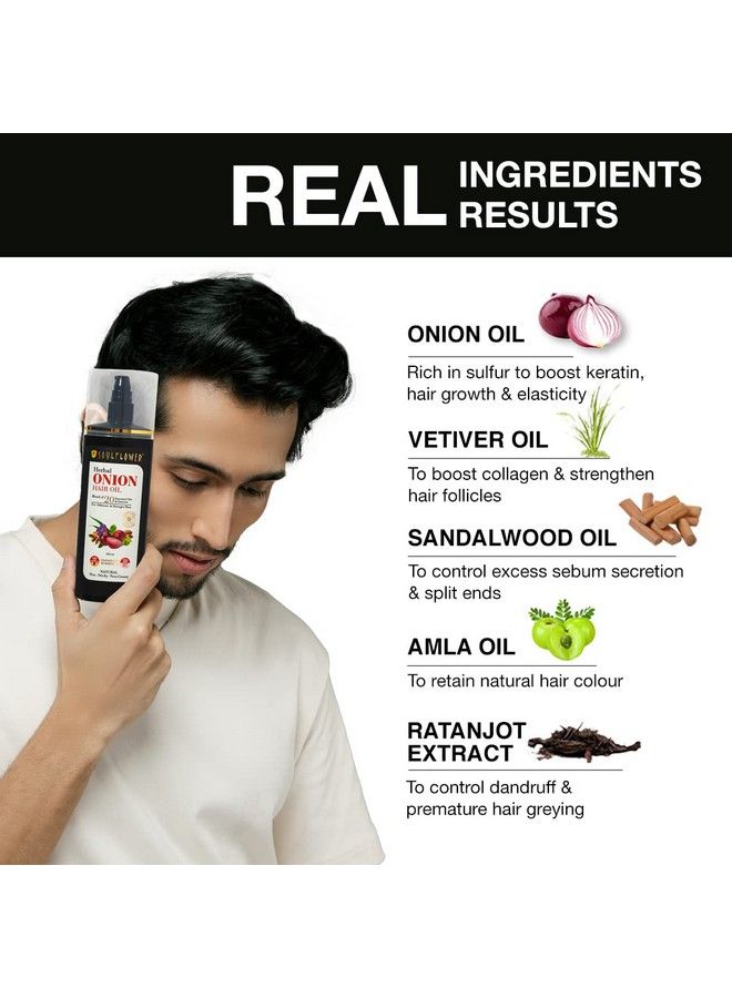 Soulflower Onion Herbal Hair Oil For Hair Growthhair Fall Control And Prevents Premature Greying With Ratanjot Herb Red 220Ml - Image 3