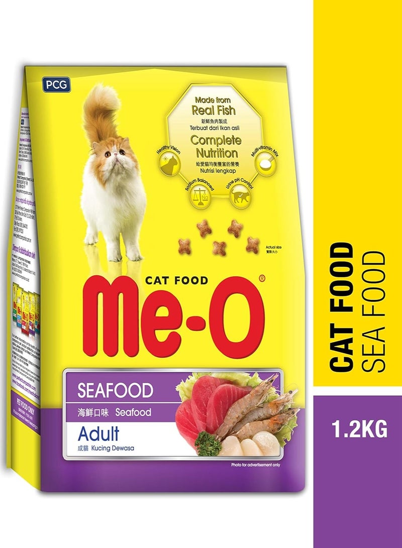Me-O Cat Adult Dry Food 1.2KG - Seafood Flavor - Image 2