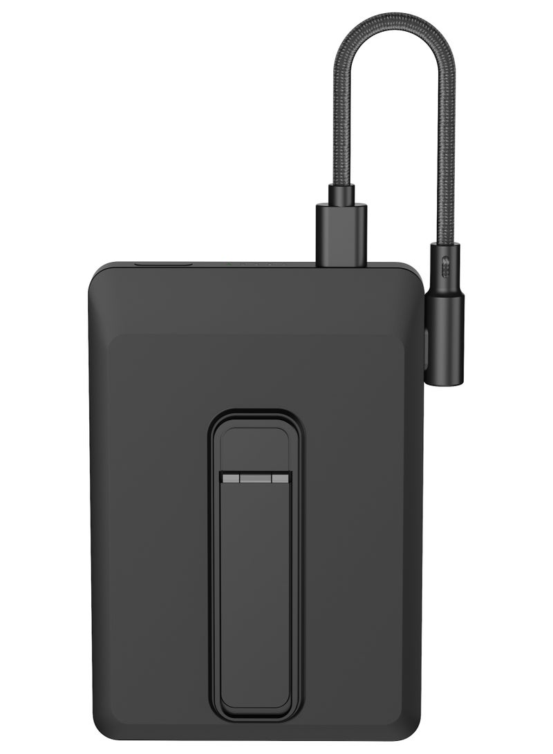 GREEN LION 10000mAh Vita PD 20W Power Bank, Portable PowerBank with MagSafe Compatibility, Ultra Slim Design & Built In Stand, Detachable Braided Type-C to Type-C Cable, Strong Magnets, Safety Protection, 15W Wireless Output, Mag Safe Power Bank Compatible with iPhone 14/15/16/17 Series - Black - Image 1