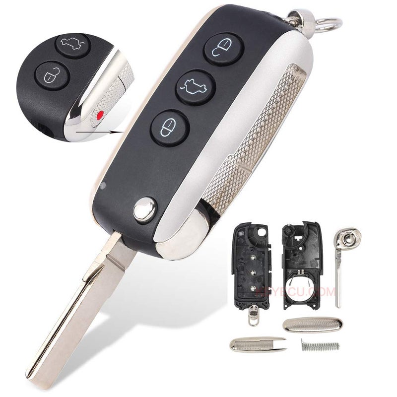 Keyecu Keyecu Flip Remote Key Shell Case Fob 3+1 Button for Bentley Continental GT GTC Mulsanne 2004-2016 P/N: KR55WK45032 ((Empty Key Shell ONLY)) - Image 1