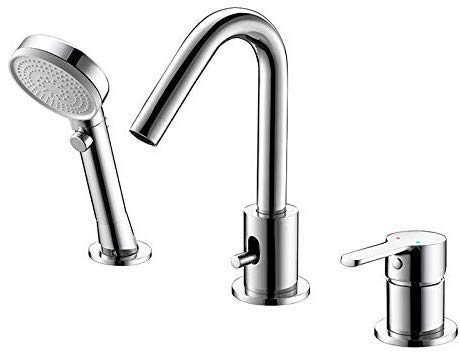 CREA Roman Tub Faucet Set Chrome Bathtub Faucet with Hand Shower and Diverter - Image 1
