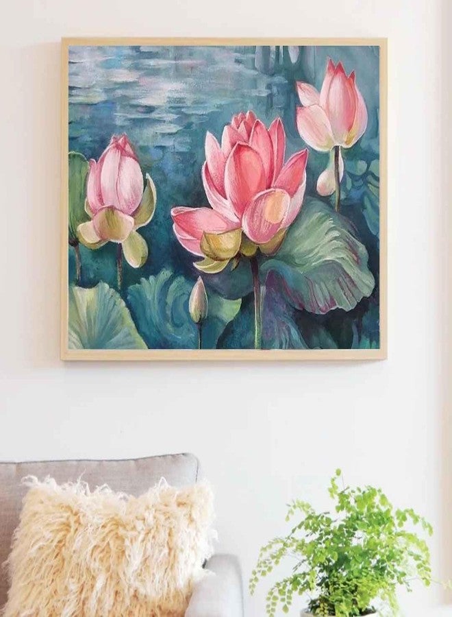 CRAFT MATE CRAFTMATE Framed DIY Paint by Numbers Canvas Art and Craft Kit for Adults and Kids | The Pink Lotus Paint by Numbers Kit | 16 inch x 12 inch - Image 3