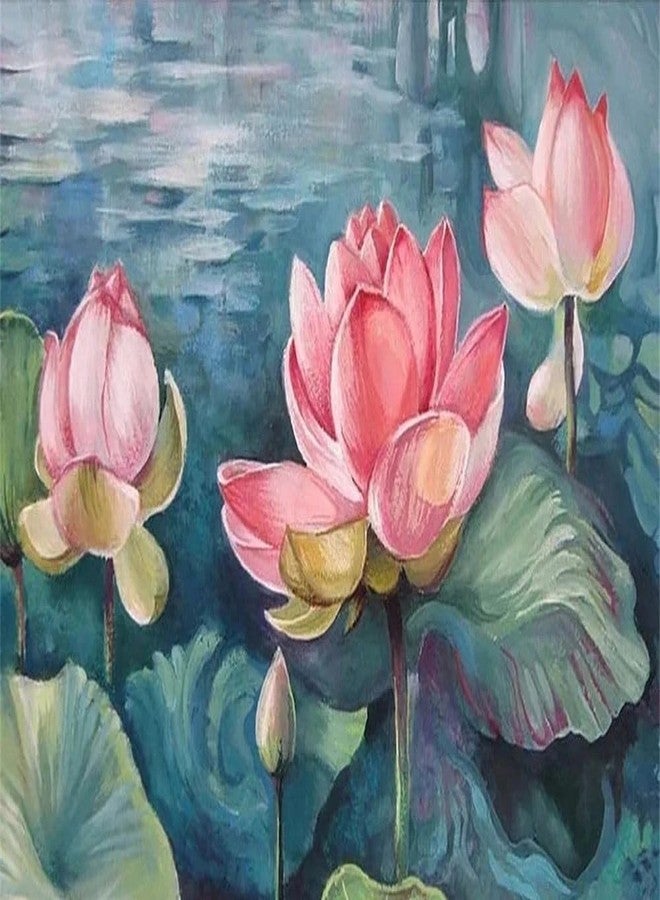CRAFT MATE CRAFTMATE Framed DIY Paint by Numbers Canvas Art and Craft Kit for Adults and Kids | The Pink Lotus Paint by Numbers Kit | 16 inch x 12 inch - Image 2