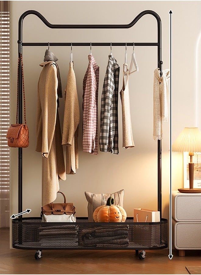 NKX Wind Coat Hanger Floor Rack and Cloth Basket With Wheel 100 CM  - Image 1