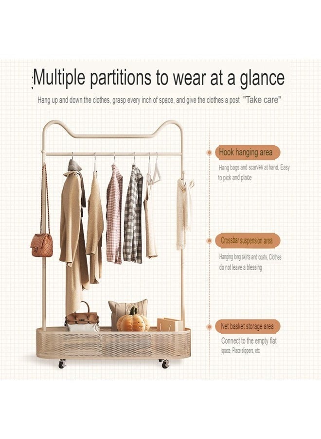 NKX Wind Coat Hanger Floor Rack and Cloth Basket With Wheel 100 CM  - Image 2