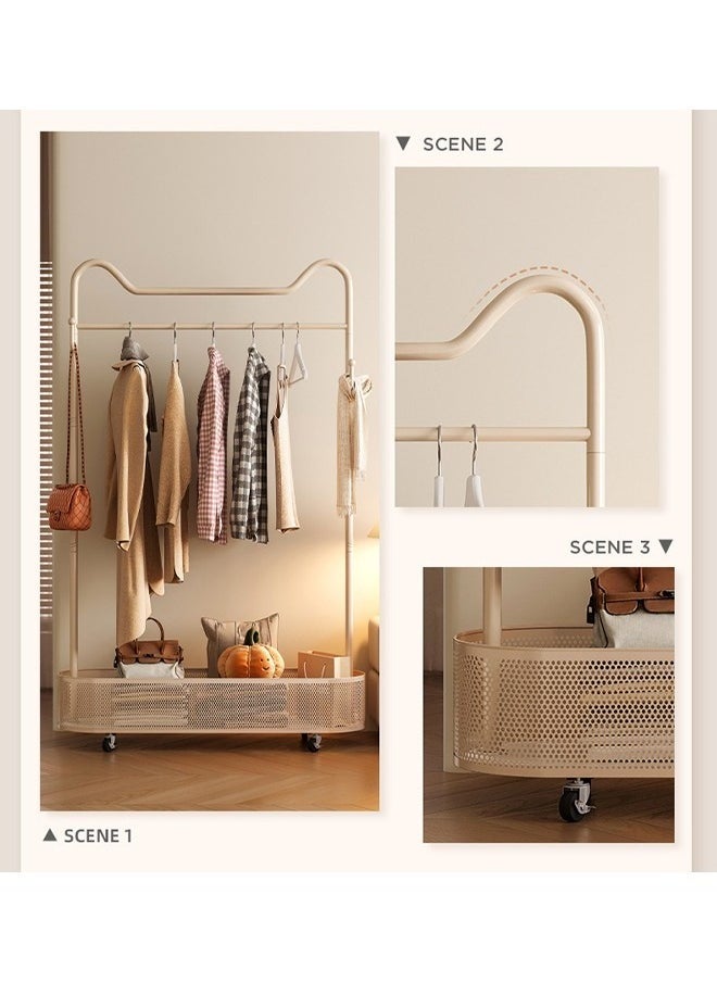 NKX Wind Coat Hanger Floor Rack and Cloth Basket With Wheel 100 CM  - Image 3