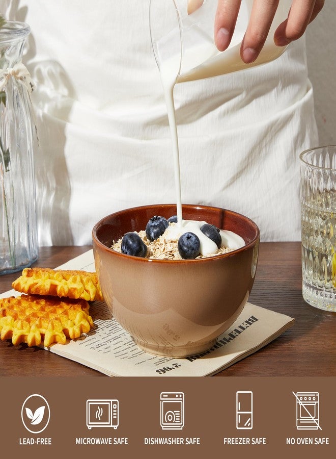 Pokini Cereal Bowls Brown Yellow - Image 3