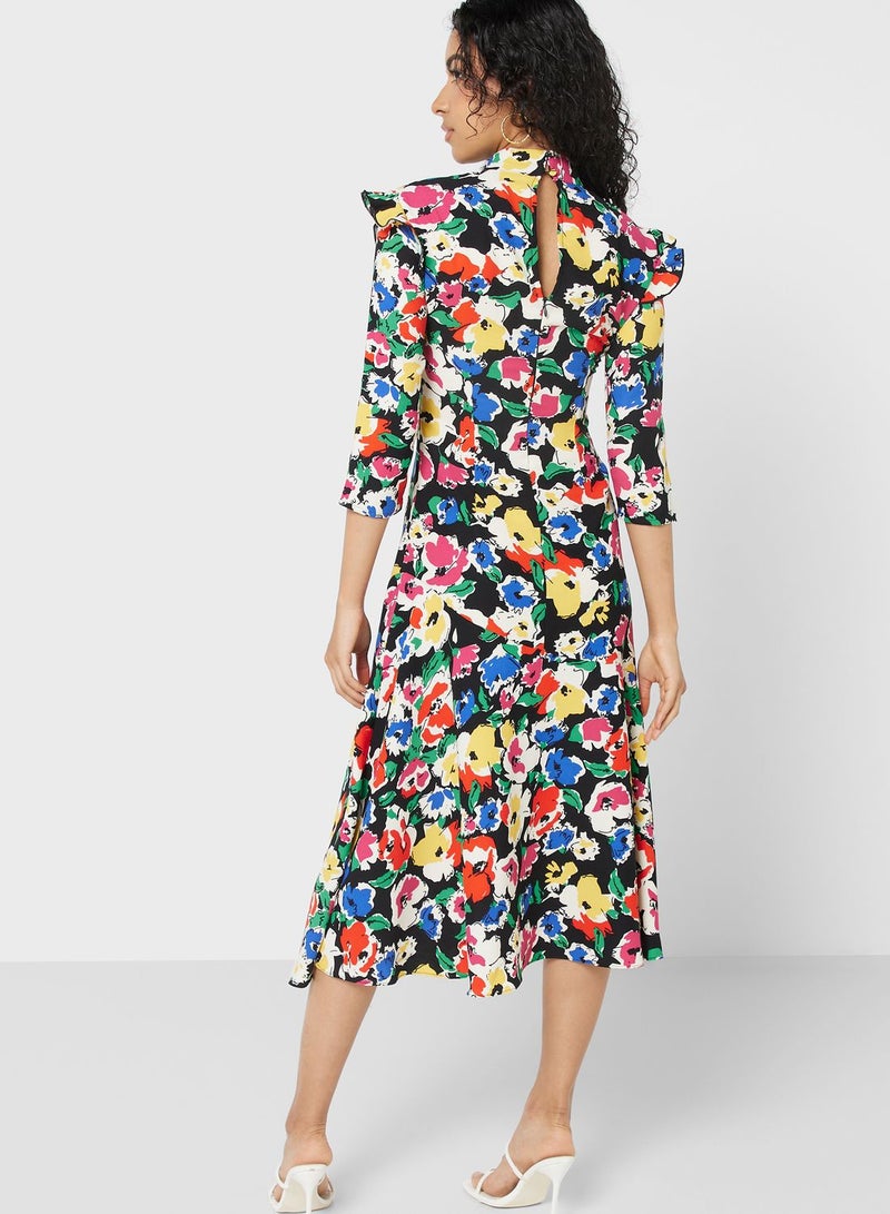 WAREHOUSE Floral Print Midi Dress - Image 2