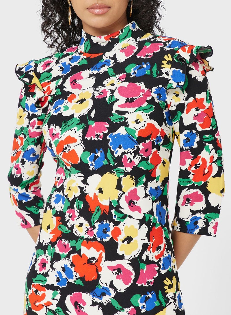 WAREHOUSE Floral Print Midi Dress - Image 3