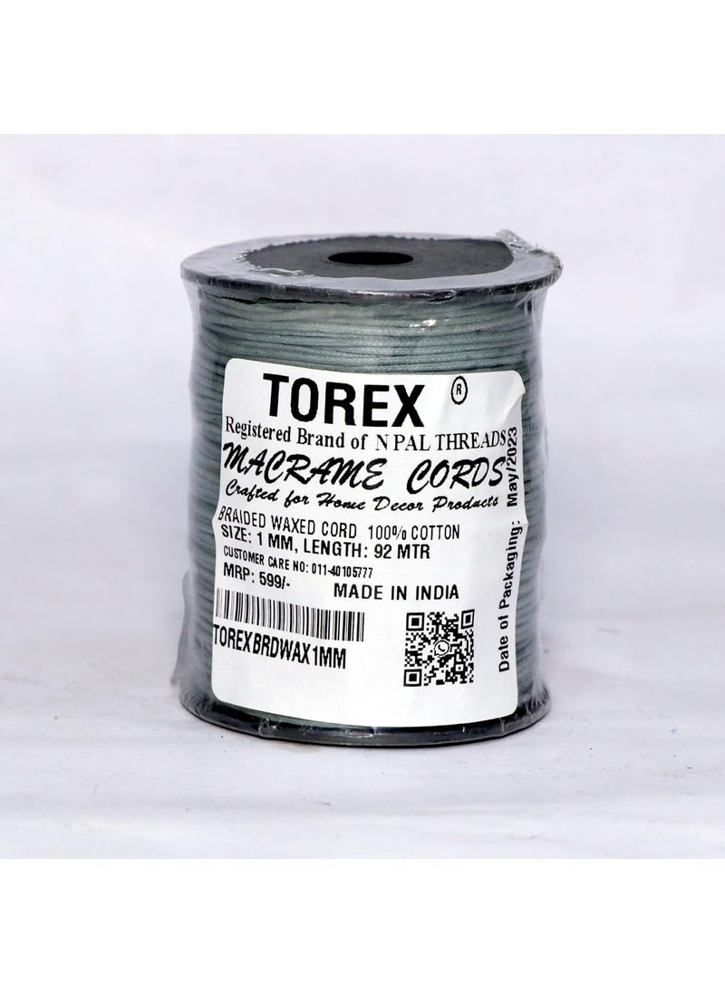 Torex TOREX� 92 Mt, 1mm Thick, Roll Braided Wax Cotton Cord for DIY Jewellery Making, Beading, Art and Craft Work and Handicrafts, (Pack of 1 pcs Dark Grey)  - Image 2