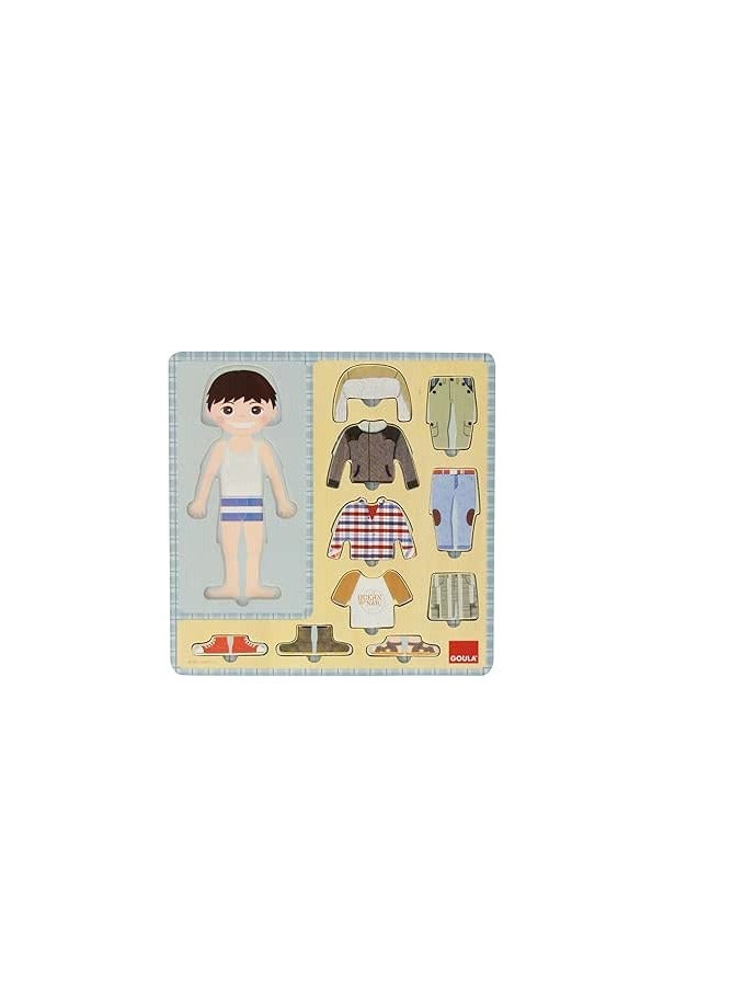 Wooden puzzle with a boy's dress-up design from Gola 