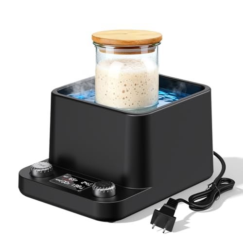 MQFORU Sourdough Starter Warmer | Water Bath Precise 1°F Thermostat (70-104°F) Sourdough Warmer | For Jars Under 50oz |198-h Memory Timer |360° Uniform Heating |for Bread Baking,Yogurt & Kombucha(Black) - Image 1