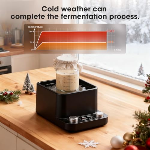 MQFORU Sourdough Starter Warmer | Water Bath Precise 1°F Thermostat (70-104°F) Sourdough Warmer | For Jars Under 50oz |198-h Memory Timer |360° Uniform Heating |for Bread Baking,Yogurt & Kombucha(Black) - Image 5